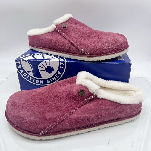 Birkenstock Zermatt Premium Shearling Suede Leather Maroon Red EU 46 US 13-13.5R - Picture 1 of 12